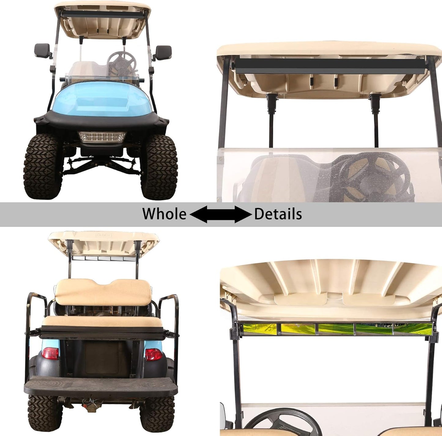 10L0L Universal Golf Cart 5 Panel Mirror for Yamaha EZGO Club Car, Eliminate Blind Spots Wide Angle Rear View Mirror