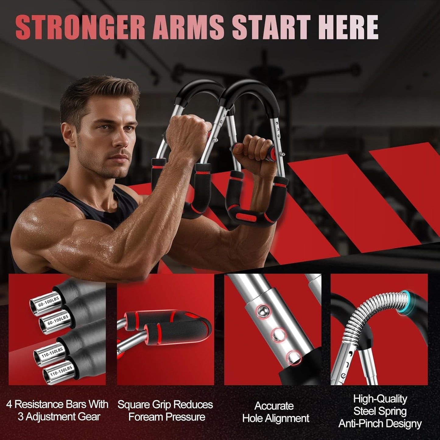 2025 Pro Twister Arm Trainer, Adjustable Power Twister Bar, Chest Shoulder Arm Workout Equipment, Portable Detachable Upper Body Fitness Machine for Home & Gym