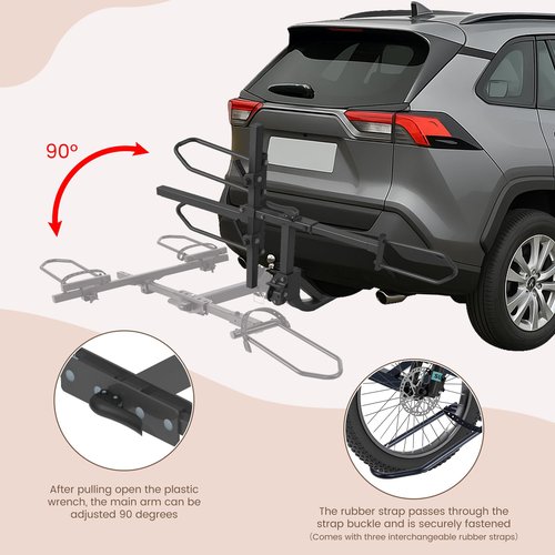 H&ZT Fat Tire Trike Hitch Rack for SUV Truck RV, Heavy-Duty Foldable Bike Carrier for 3-Wheel Bicycles, Fits 5" Wide Tires, 170 lbs Capacity, Rear Platform Rack for Adult Tricycle