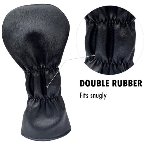 Golf Club Headcover 3 Wood Headcover Black n White Premium PU Leather Driver #3 Fairway Wood Hybrid Wood Head Cover Fits for All Brand (for 3 Wood)