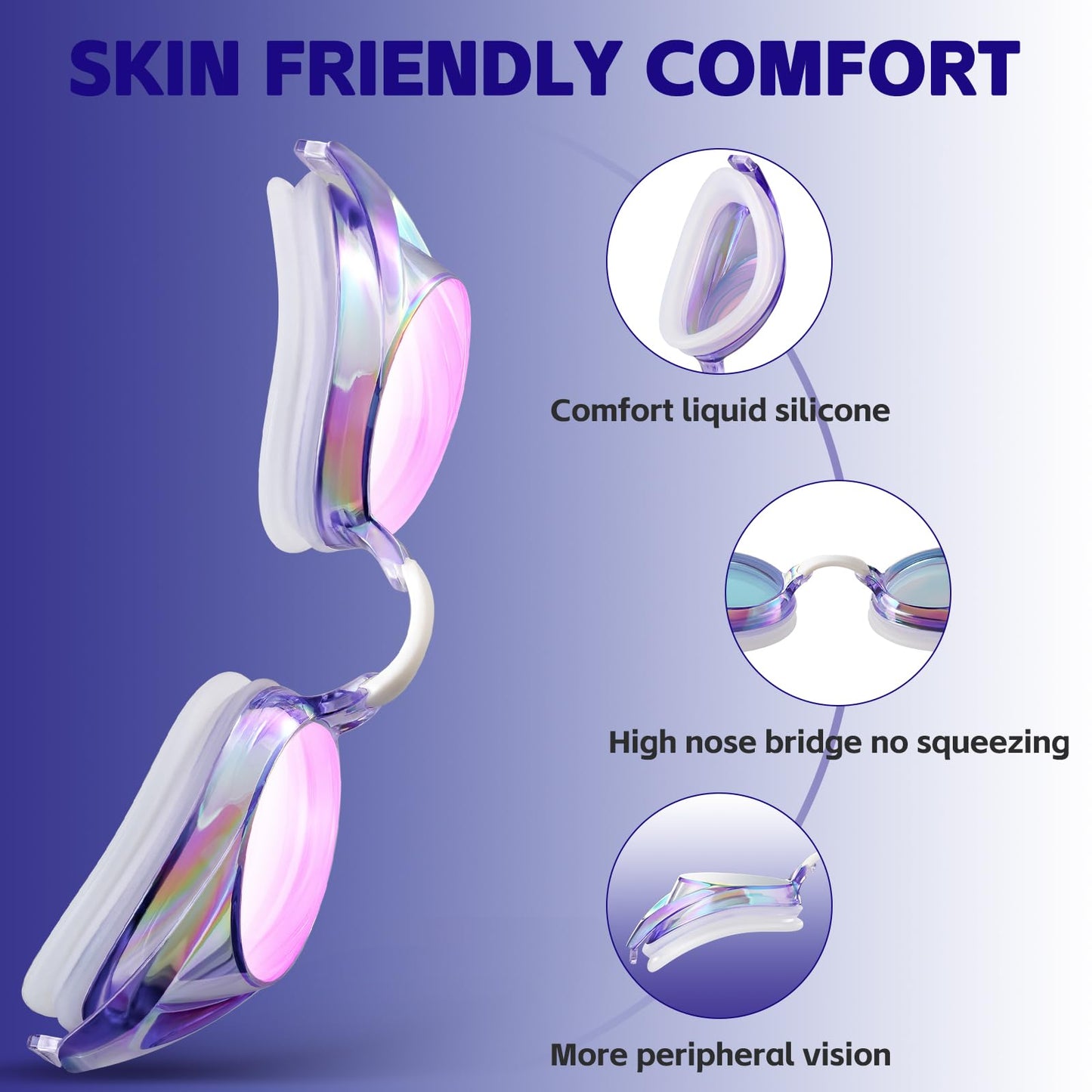 ITOWE 2 Pack Competitive Swim Goggles Adult Women, Swimming goggles Adult For Men Women Youth Bungee Strap Soft Silicone Leakproof Racing Water Goggles Panoramic Clear Vision Anti Fog UV Protection