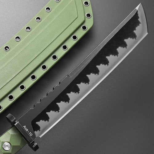 GTK33 Fixed Blade Knife AUS-10 Steel Blade Full Tang Nylon Fiberglass Handle Cool Style Knifes for Outdoor Camping Hunting Collection (Green)