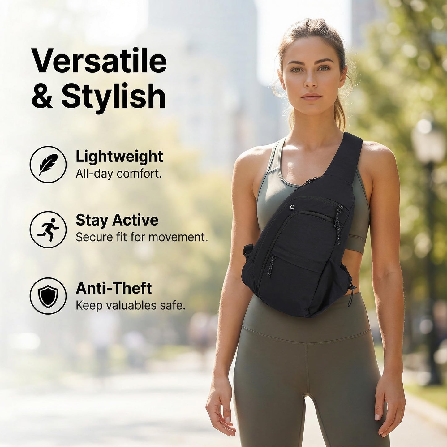 Xieyiwei Sling Bag for Women, Anti Theft Crossbody Bags for Women, RFID-Protected Nylon Purse with Adjustable Straps Cross Body Bag for Casual Travel Shopping