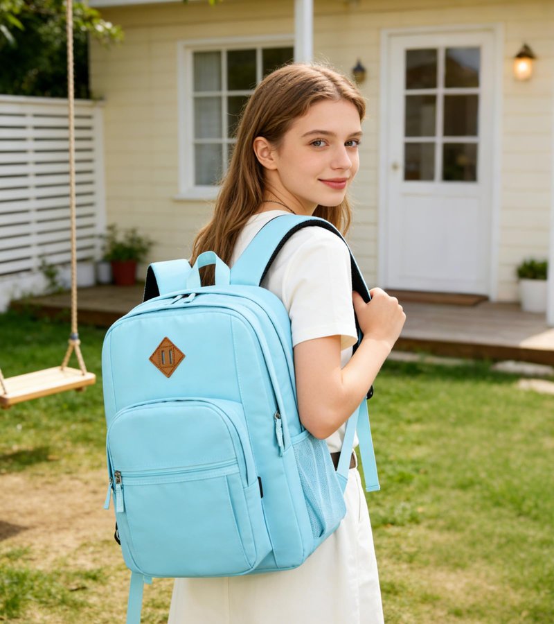 abshoo Classical Basic Womens Travel Backpack For College Men Water Resistant Bookbag (Light Blue)