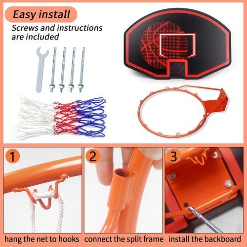 Large Wall Mounted Basketball Hoop, 36"x24" Shatter-Proof Backboard with 18" Rim & Anti-Tear Net, Indoor Outdoor Basketball Hoop for Family Fun with Kids Adults
