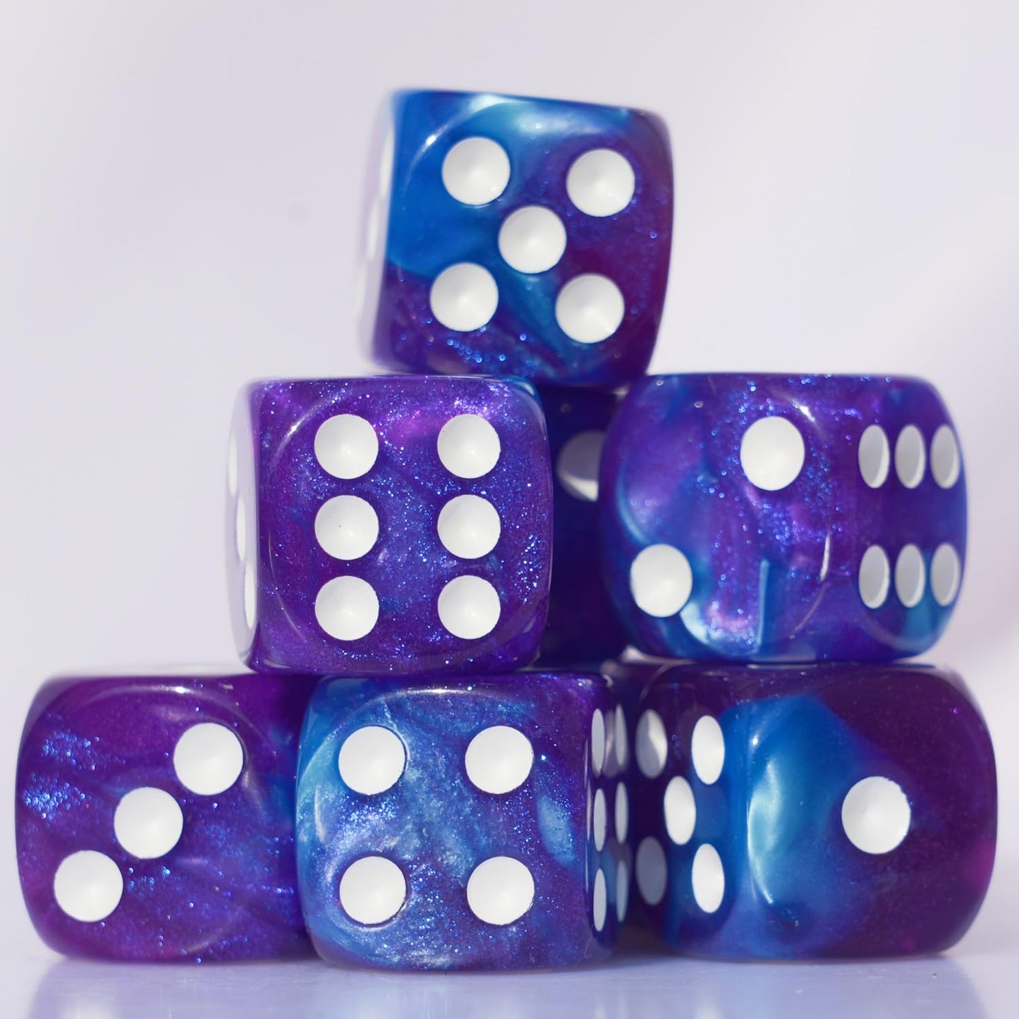 20PCS D6 dice 16mm Acrylic Dice Set for RPG MTG DND Dice Table Games and Board Games (Pink+Blue)