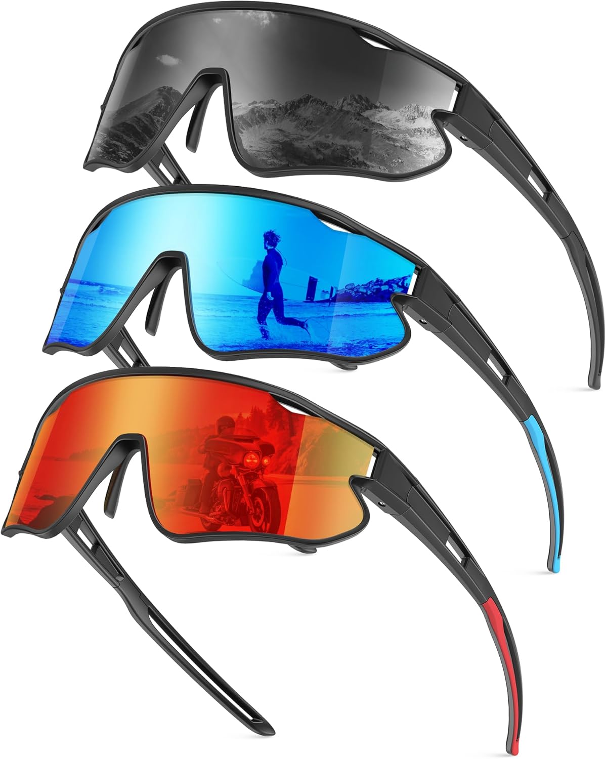 KALIYADI Polarized-Sunglasses Men Polarized Cycling-Sunglasses: Sports Sun Glasses for Running Cycling UV400 Protection