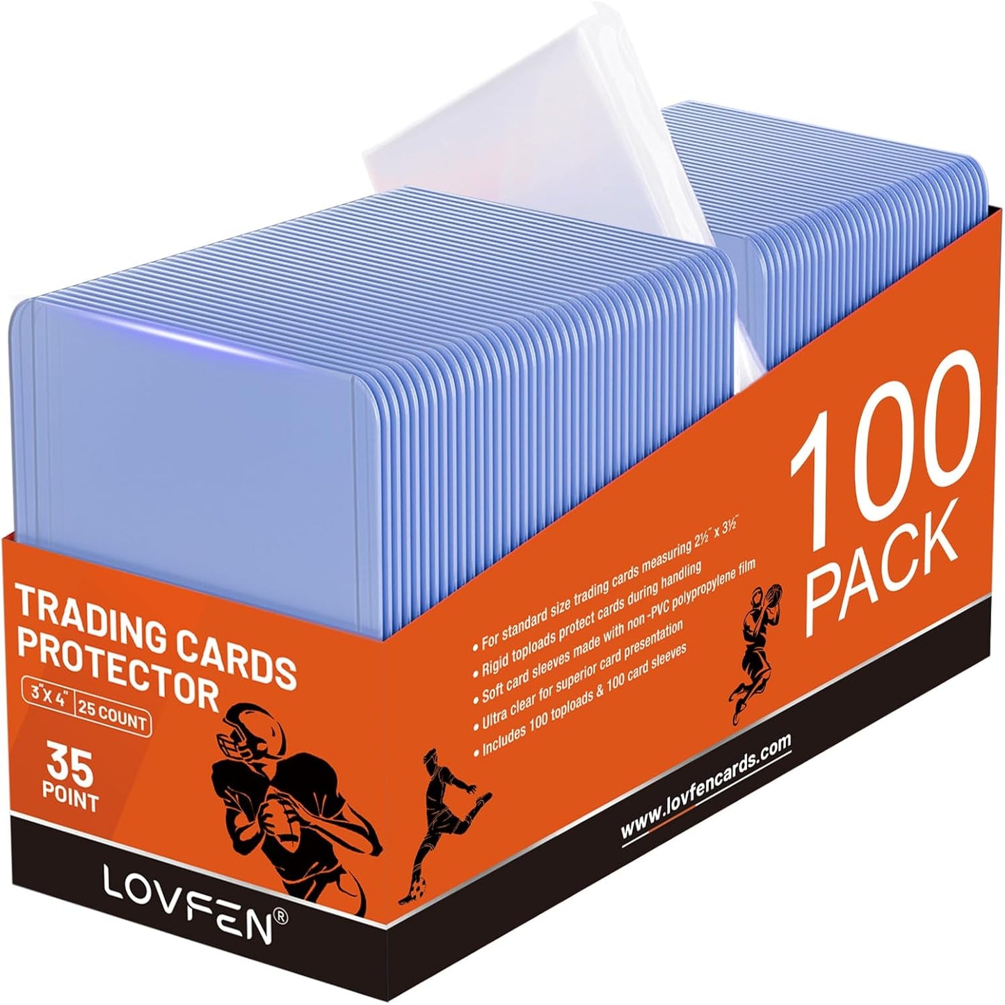200 Toploads for Cards & Penny Sleeves 35PT Hard Plastic Card Holders 3x4 Baseball Card Protectors for TCG Sports Football Collectible Cards