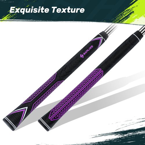 SAPLIZE High-performance Rubber Golf Grips 13 Pack, High Shock Absorption, Non-slip, 13 Grips with Full Regripping Kit, Standard Sizes, CC10 Series, Purple
