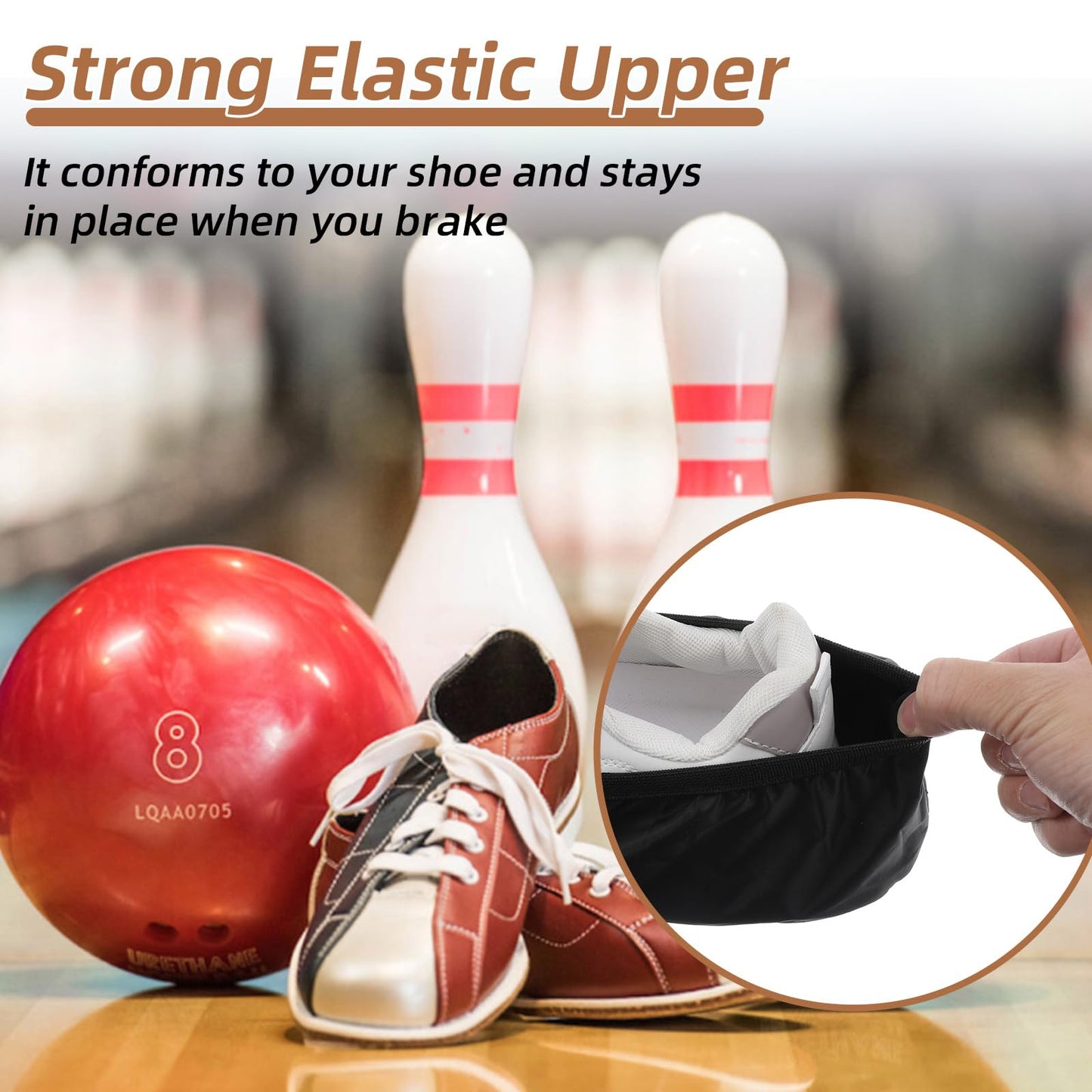 2 Pcs Washable Shoe Covers Reusable Bowling Shoe Covers Bowling Polyester Shoes Cover Protector Accessories for Men Women Sports Game Supplies Indoor Bowlings Enthusiasts Black Size 14.5× 5.1 Inches