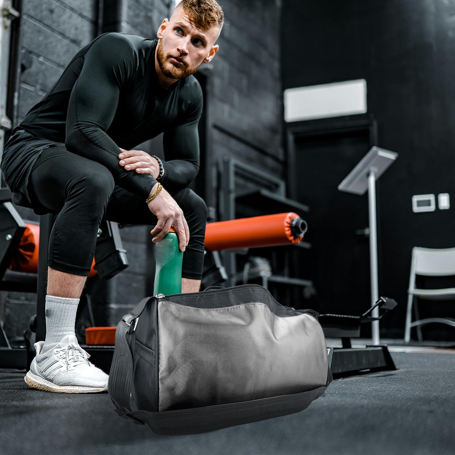 C&F BOGMOST Small Travel Duffel Bag Foldable Waterproof Gym Bag for Gym Beach Swim Bag Men Women Duffle Bag Lightweight Oxford Cloth Sports Bag-Grey