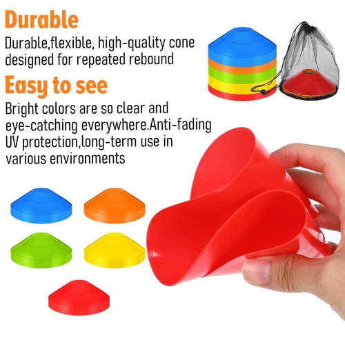 JOUTYFOR 120 Pack Agile Soccer Cones with Portable Bags & Brackets,Sports Cones,Cone Sport,Agile Soccer Cones Used for Football Training