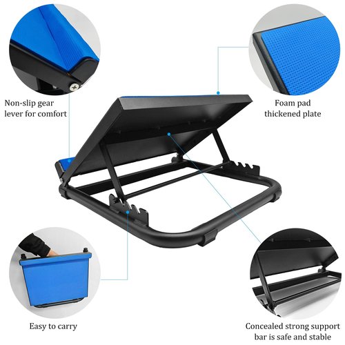 Slant Board Calf Stretcher, Adjustable Steel Incline Board Squat Wedge with Non-Slip Mat, Portable Standing Balance Board for Flexibility, Ankle Foot, Knees Exercise, Fitness, Physical Therapy (Blue)