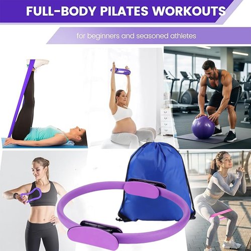 13Pcs Pilates Kit, Pilates Essentials Kit for Women, Booty Bands for Working Out Glutes Yoga Ball 25cm Figure 8 Resistance Band Yoga Bands for Stretching (Pink)