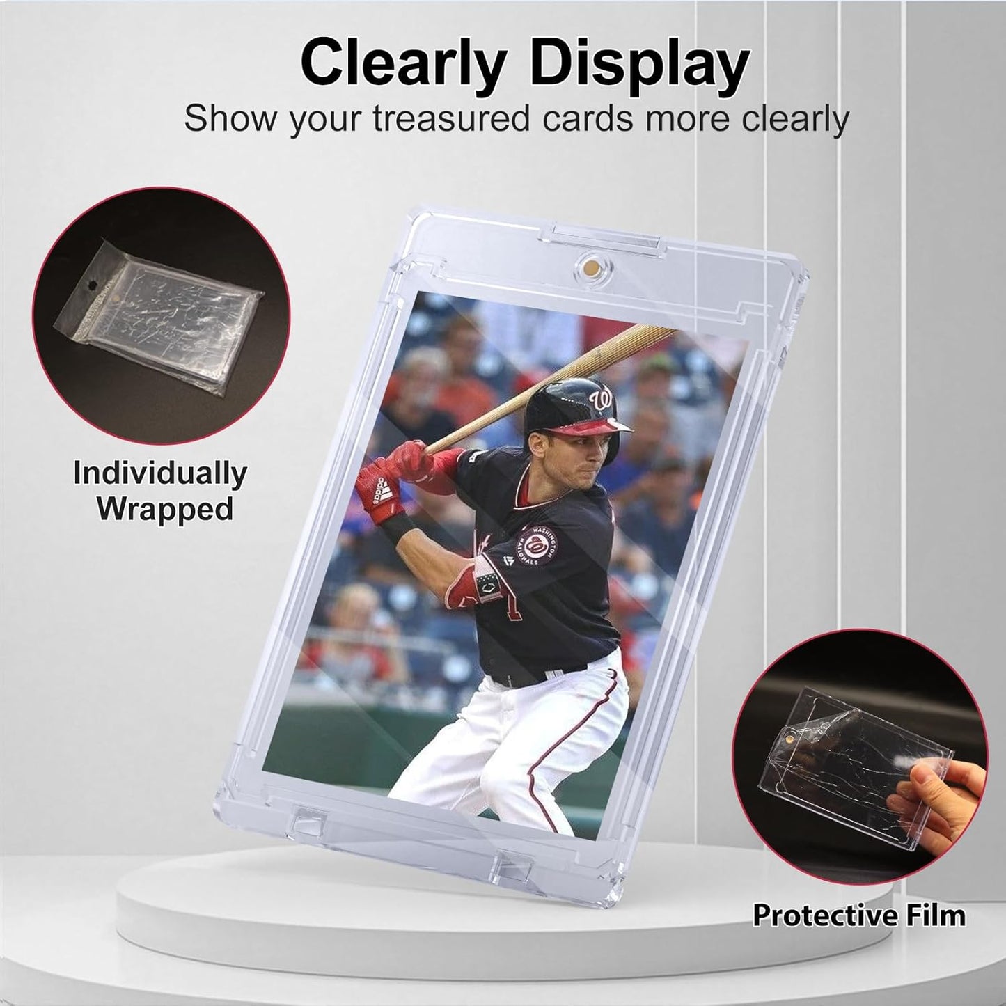 100ct Magnetic Card Holder, 35pt One Card Touch Holders for Trading Cards, U-V Protection Card Display Case Protectors Sleeves Hard Plastic Cover for Sports Game