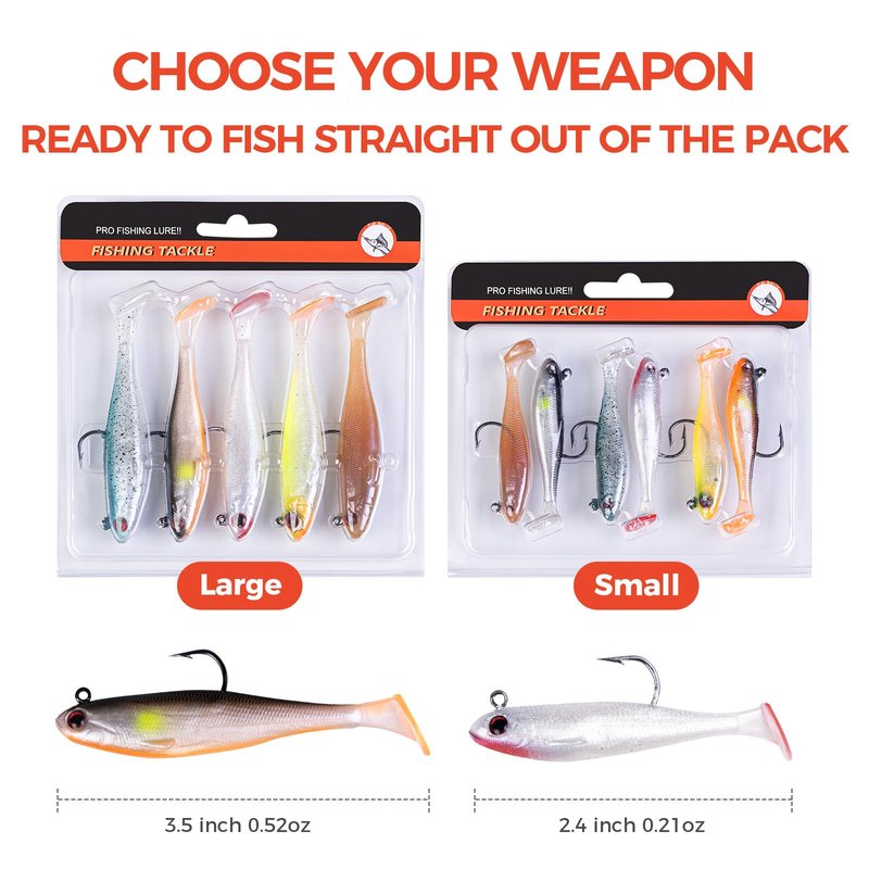 Autumnswan Easy Catch Pre-Rigged Soft Lures,Baits for Bass Fishing - Jig Heads Soft Plastic Walleye Lures,Slow Sinking Fishing Bait for Freshwater Saltwater, Bass Trout Fishing Lures & Gifts