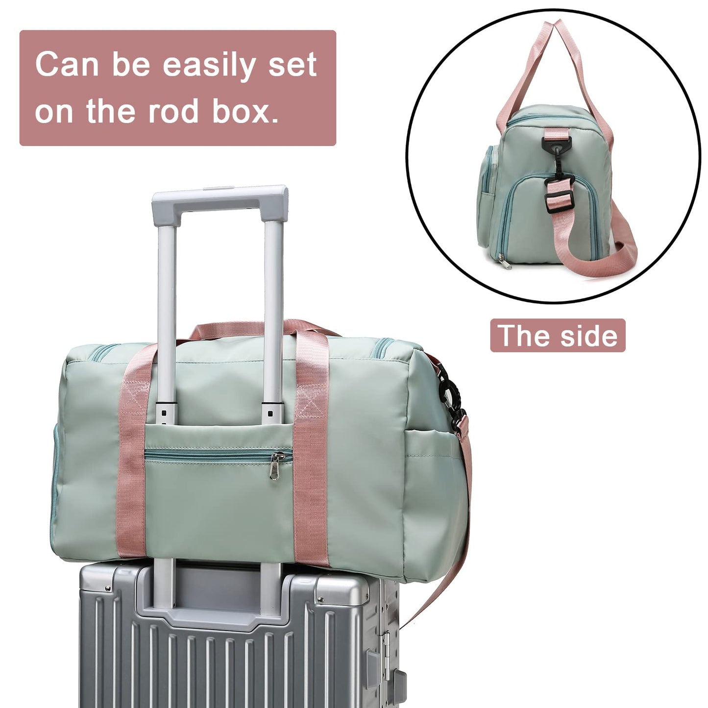 Small Gym Bag for Women, Waterproof Travel Duffle Bag Carry On Weekender Bag with Shoe Compartment & Wet Pocket, Gym Tote Bag for Travel, Workout, Sport