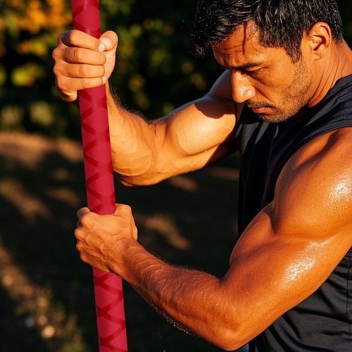 The Huang Yunming yoga stick is made of sturdy steel that is 5 feet high and an adjustable stretching stick, providing flexibility, agility, and balance. Multi functional fitness stick with 5 steel pipes (Red)