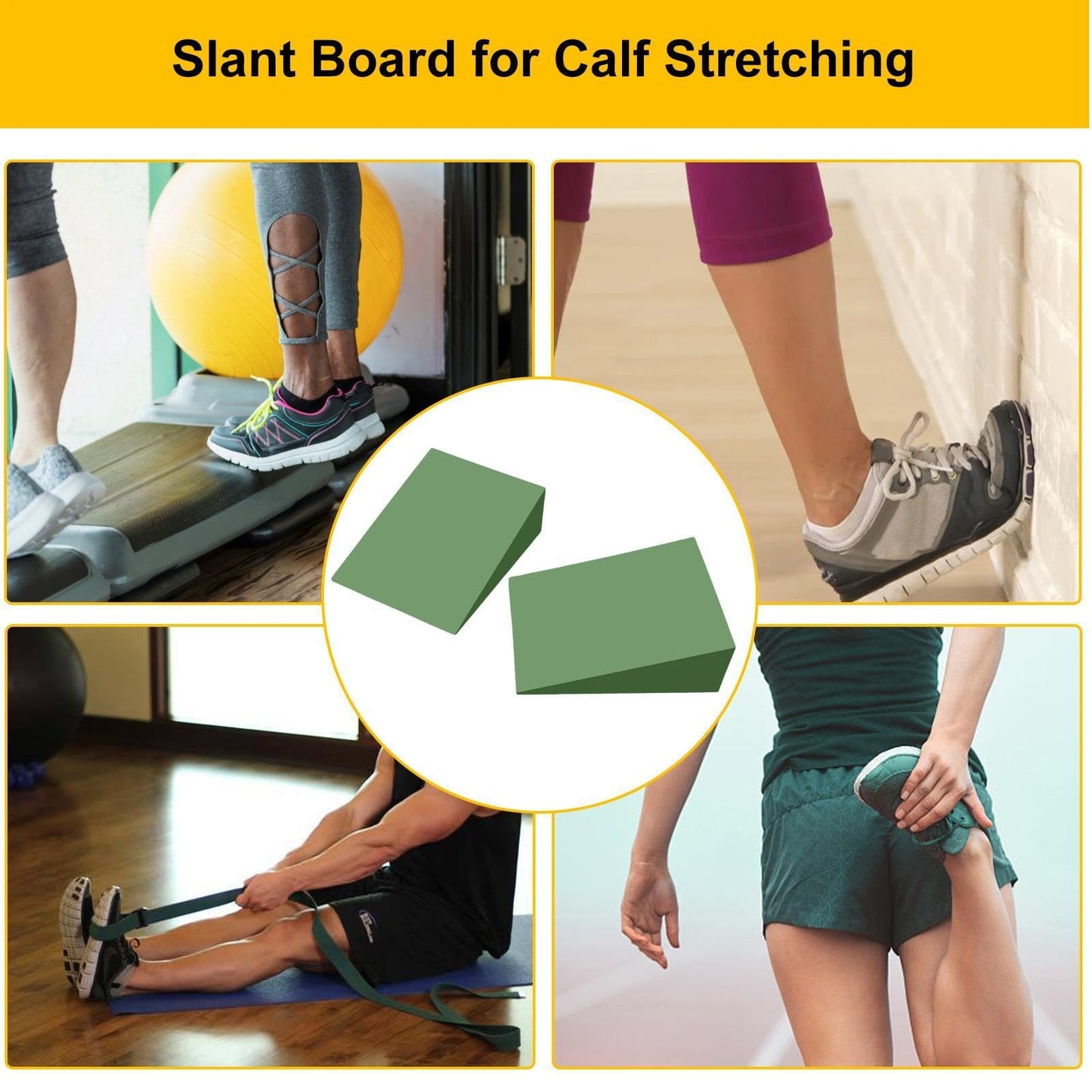 2 Pack Squat Wedge Blocks - Versatile Squat Wedge Block For Heel Elevated Squat, Slant Board For Calf Stretching, Anti-Slip Squat Ramps For Lower Body Strength, Ankle Knee Leg Stretcher, Yoga Blocks
