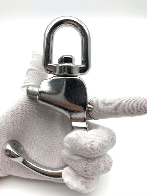 QIANJIEER Large Swivel Eye Snap Shackle - 4.88"(124mm) 316 Stainless Steel Quick Release Swivel Sailing Rigging, Spinnaker Halyard Shackle, SCBA Mask Quick Release Clip, WLL1984 LBS.