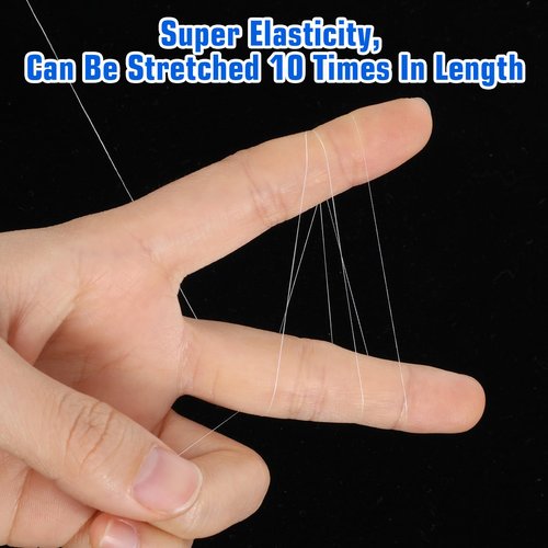 Teaaha Fishing Thread Nylon Elastic Invisible Magic Line, 0.1/0.2 mm 656ft Clear Stretchy Fishing Line, High Tensile Elastic Bait Thread Line Bait Keeper for Sea Fishing