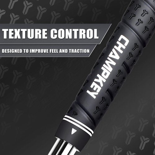 CHAMPKEY WRAP-Y Rubber Golf Grips 13 Pack Come with All Repair Kits - High Feedback and Traction Golf Club Grips(Midsize, Black)