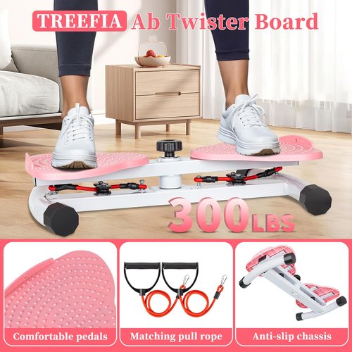TREEFIA Ab Twister Board, Flexforge Pilates Twister, Waist Twisting Machine - 300 lbs, Pilates Waist Twister for Women Belly Fat Loss, Home Gym Equipment for Women/Men