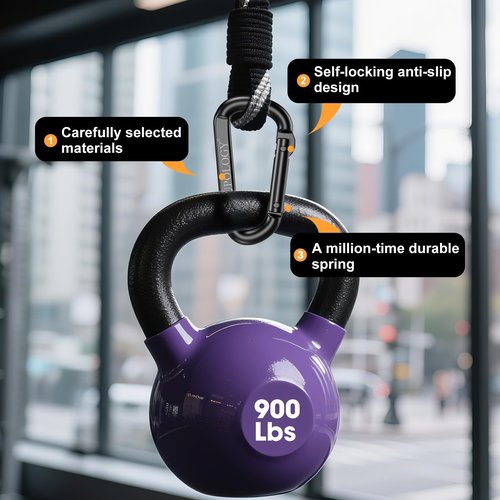 10 PCS Carabiner Clips, Heavy Duty Carabiners D Ring Hook, 900 LBS 2.5" Steel Black Carabeaner Clip Multipurpose for Key Chain, Camping, Hiking, Gym, Backpacking, Pet Leash