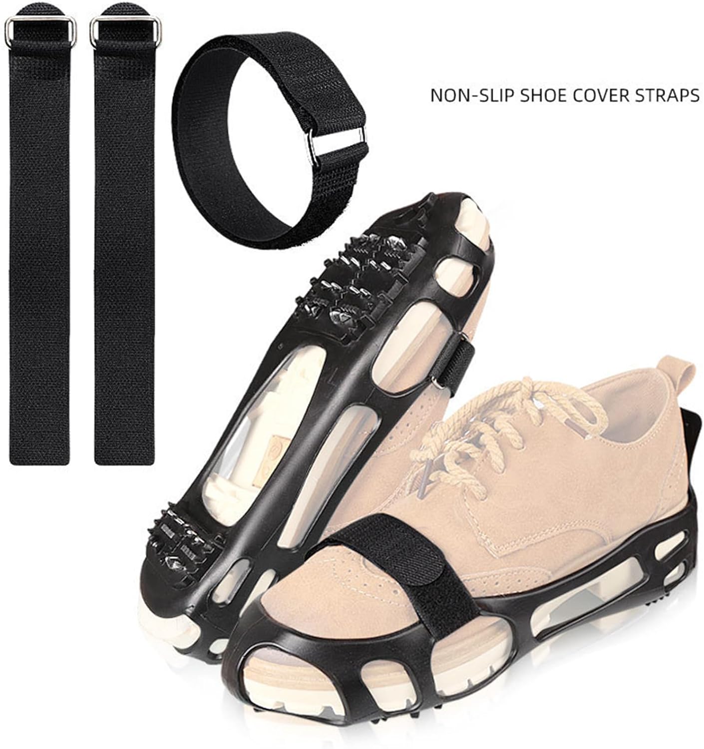1 Pair Anti Slip Ice Grippers Binding Straps Detachable Cable for Safe Winter Activity and Outdoor Climbing