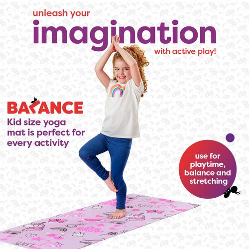 Antsy Pants Kids Yoga Mat - Yoga Mats for Kids, Home Workout, Travel, Fitness, Pilates, Stretching, Sturdy Non-Slip Exercise Mat for Toddlers, Size 60” x 24”, 3mm Thick Free of Toxic Phthalates