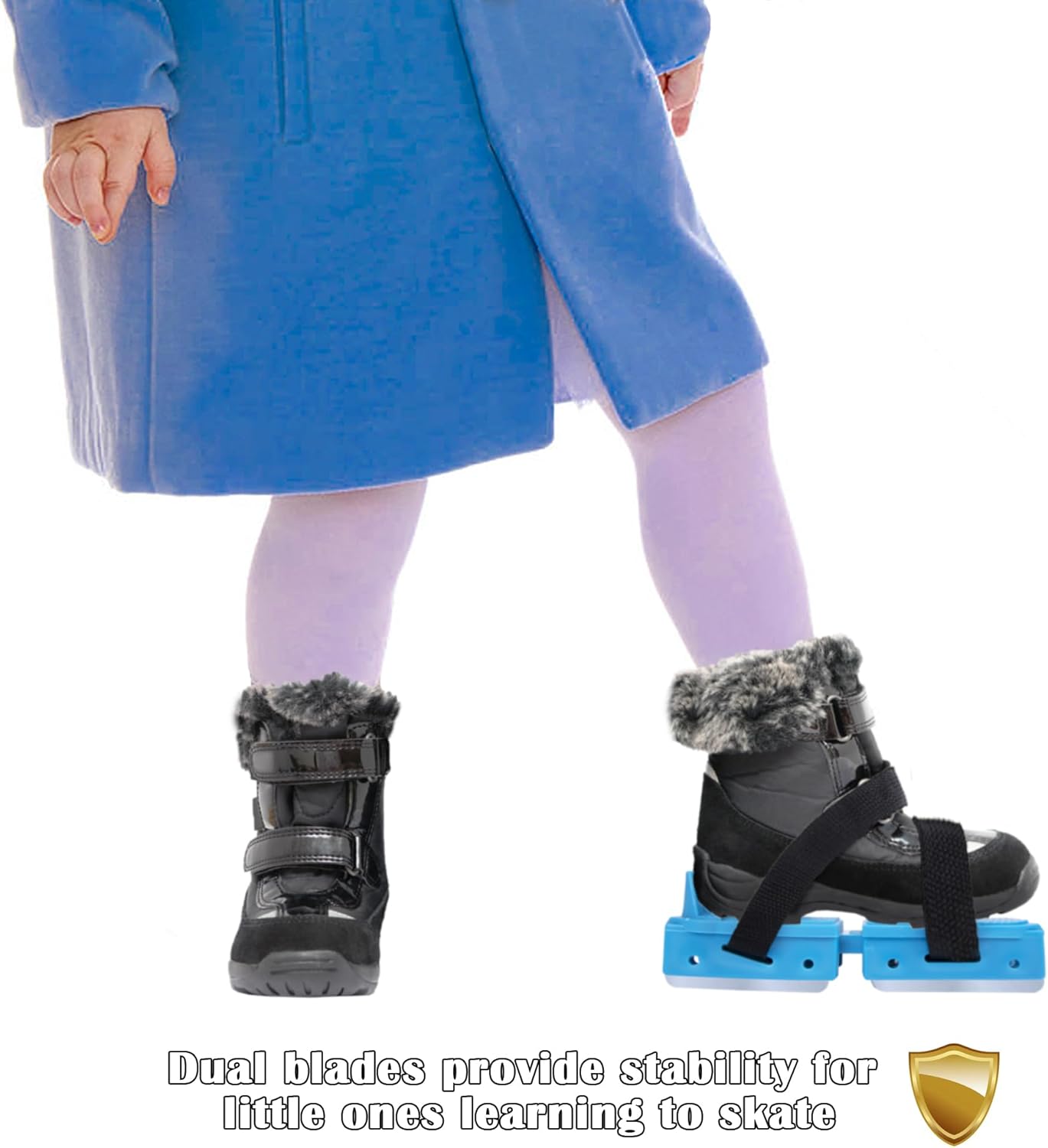 1 Pair Toddler Ice Skates- Adjustable Kids Ice Skates- Double Runner Ice Skates with Strap Fastening for Toddlers, Kids, Junior Skater
