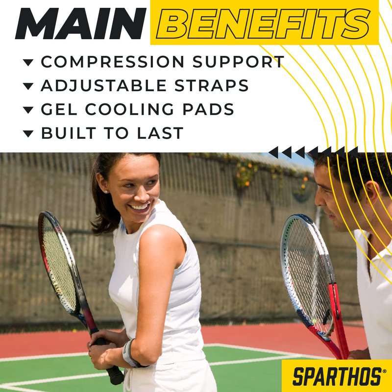 Sparthos Tennis Elbow Brace (Pack of 2) - For Tendonitis, Forearm Pain, Golf Elbow Support - Arm Strap Band with Gel Compression Pad - for Men and Women