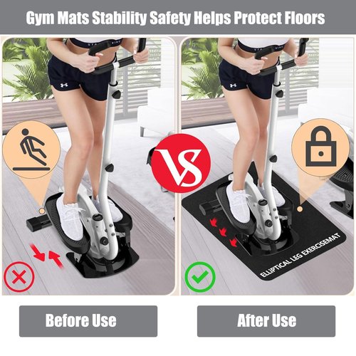 Non-Slip Workout Mat for Ellipse Machine Leg Exerciser Thick Exercise Mat for Under Desk Elliptical Treadmill Mat Home Floor Protection Gym Mat (Single non-slip, 23.6"L x 17"W x 0.2"Th)