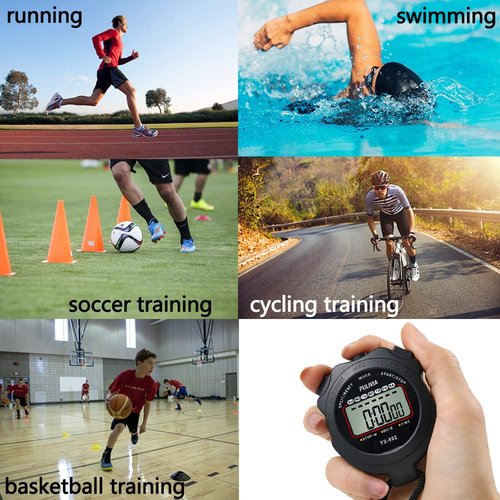 PULIVIA Sports Stopwatch Timer, Single Lap Split Digital Stop Watch for Sports Kids Coaches Swimming Running, Black
