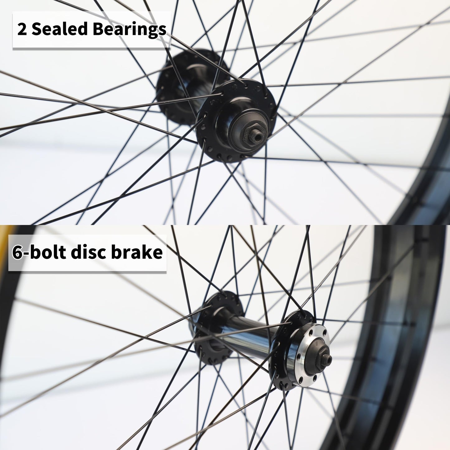 26x4in Ebike Front Wheel for Snow, Beach Bike Fat Tire Rim 26x4.0 Aluminum Alloy Bike Rim 36H Disc Brake Hub Quick Release 9X135mm