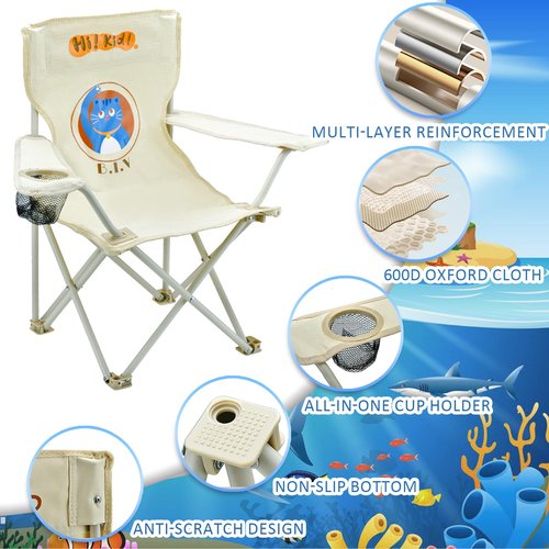 BUSYSIR 2 Pack Kids Camping Chair - Kids Beach Chair with Umbrella - Foldable Storage Cup Holder Durable, wear-Resistant, Non-Slip, Lightweight Design for Beach, Patio, Outdoors, Lawn (Pink+Blue)