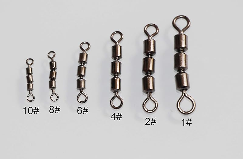 6# 20pcs High Speed 3 Roller Swivels Bead Rolling Chain Swivel 1#-10#