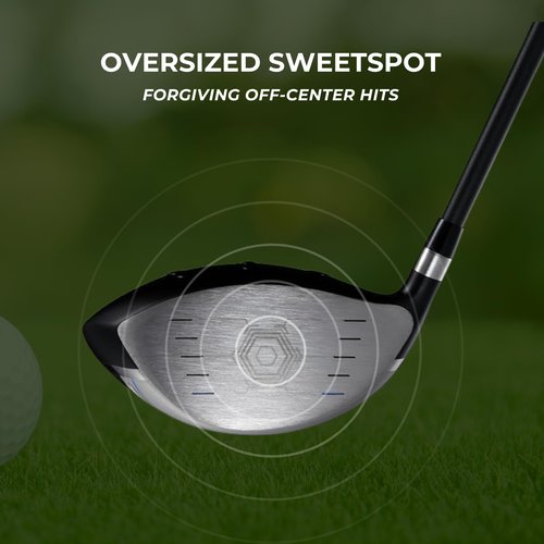Speed Titanium Driver Golf Club, 10°, 11.5°, 12.5° Loft (Right-Handed), Ultra Lightweight Graphite Shaft, Oversized Sweet Spot, Aerodynamic Design, USGA Conforming Mens Golf Driver + Deluxe Headcover