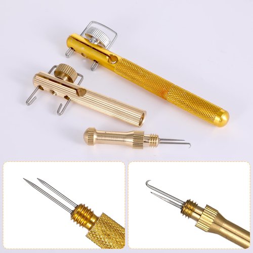 QfwdfcTrenz 2Pcs Fishing Line Knot Tying Tool Metal Fishing Hook Tie Device Manual Portable Fast Fishing Supplies Tyers, Nail Knot Tyer Practical Angler Accessories for Hooks Lures Lines,Golden