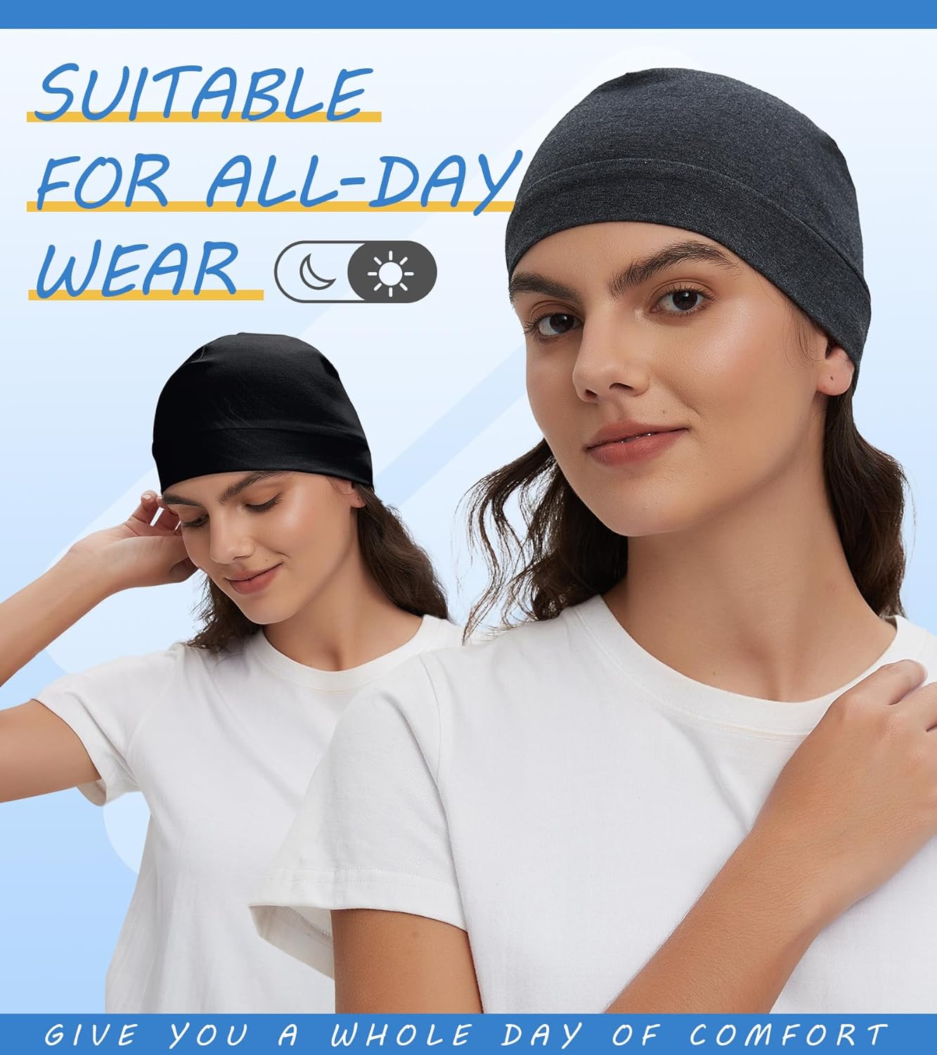 3 Pieces Cotton Skull Caps for Men Women Chemo Headwear Lightweight Beanie Sleeping Cap Helmet Liner