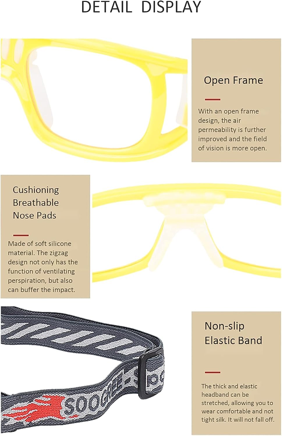 "N/A" Sports Goggles Glasses Men Racquetball Basketball Football Eyewear Protective Glasses Shock Collision Lens Replaceable