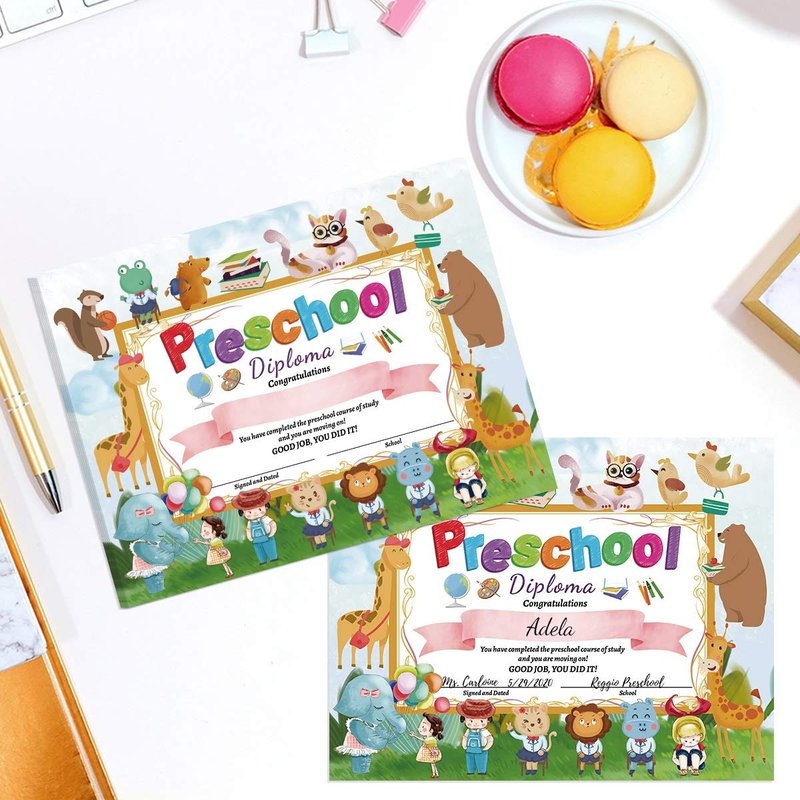 Fancy Land Preschool Diploma Certificate Kindergarten Certificates Cute Diplomas for Kids Students Graduation End of Year Supplies 30Pcs