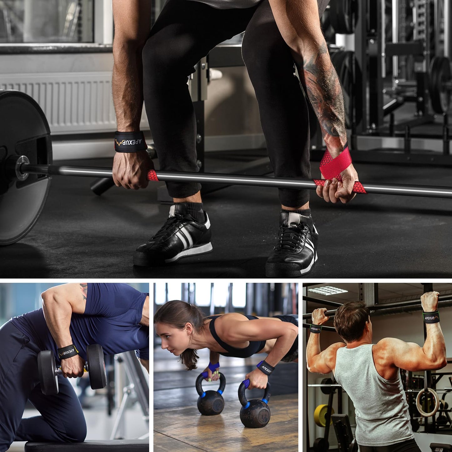 APEXUP Weight Lifting Straps for Weightlifting, Lifting Wrist Straps Gym, Deadlift Strap, Anti Slip Silicone Weightlifting Strap Men Women Powerlifting, Strength Training (Pink, 2 Pair)