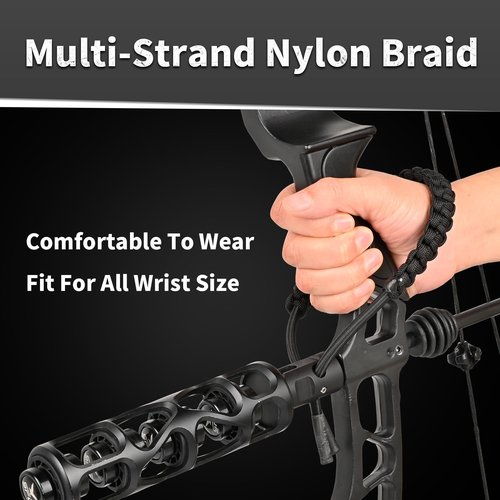 SPG Archery Bow Wrist Sling - Bow Wrist Strap with Stabilizer Quick Disconnect, Compound Bow Wrist Sling Adjustable Bow Strap for Recurve Compound Bow Hunting Targeting Accessories (Black)