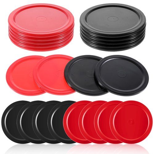 TIESOME 8 PCS Air Hockey Pucks, 2.5" 4 Red 4 Black Professional Air Hockey Puck Set Durable Pucks for Large Tables Best Air Hockey Accessories for Game Tables Equipment Accessories