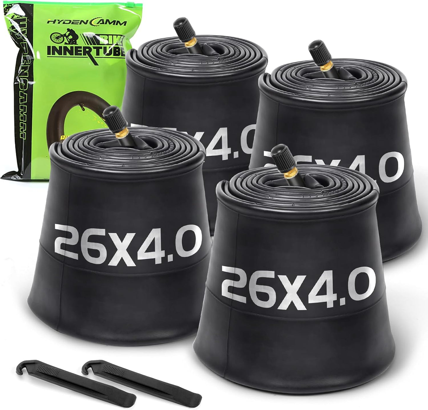 2/4 Pack 20"/26" x4.0 Fat Tire Tube, 20"/26" x3.5/4.0 E-Bike Bicycle Fat Tire Tubes AV 32mm Schrader Valve with 2 Tire Levers, 20"/26" x4 Bike Tube for 20/26 Inch Ebike Electric Bicycle Road Mountain