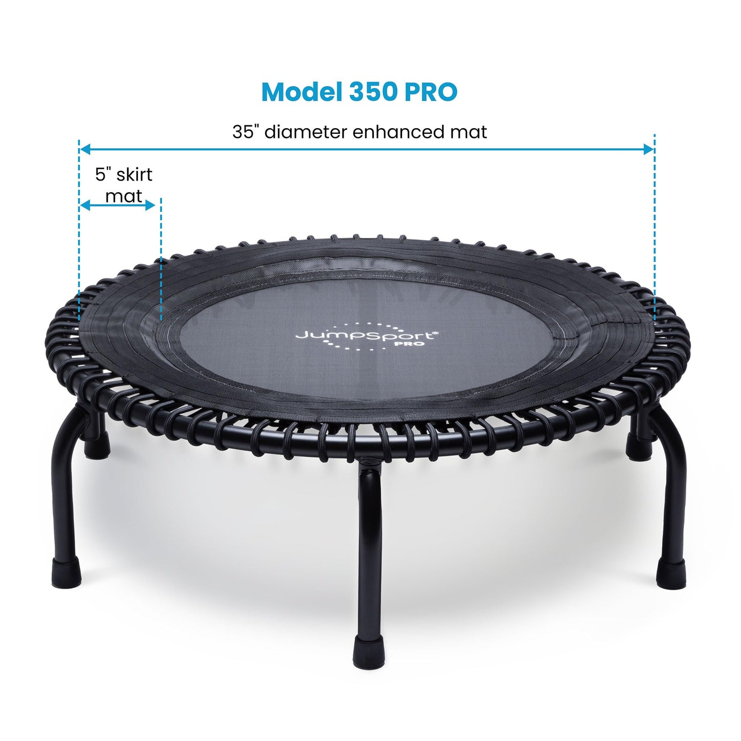 JumpSport 350 PRO Steel-Frame Adult Fitness Trampoline, Adjustable Bounce, 39" - Indoor Rebounder Exercise & Workout Equipment w/No-Tip Stable Arched Legs, 300 Lbs Weight Rating