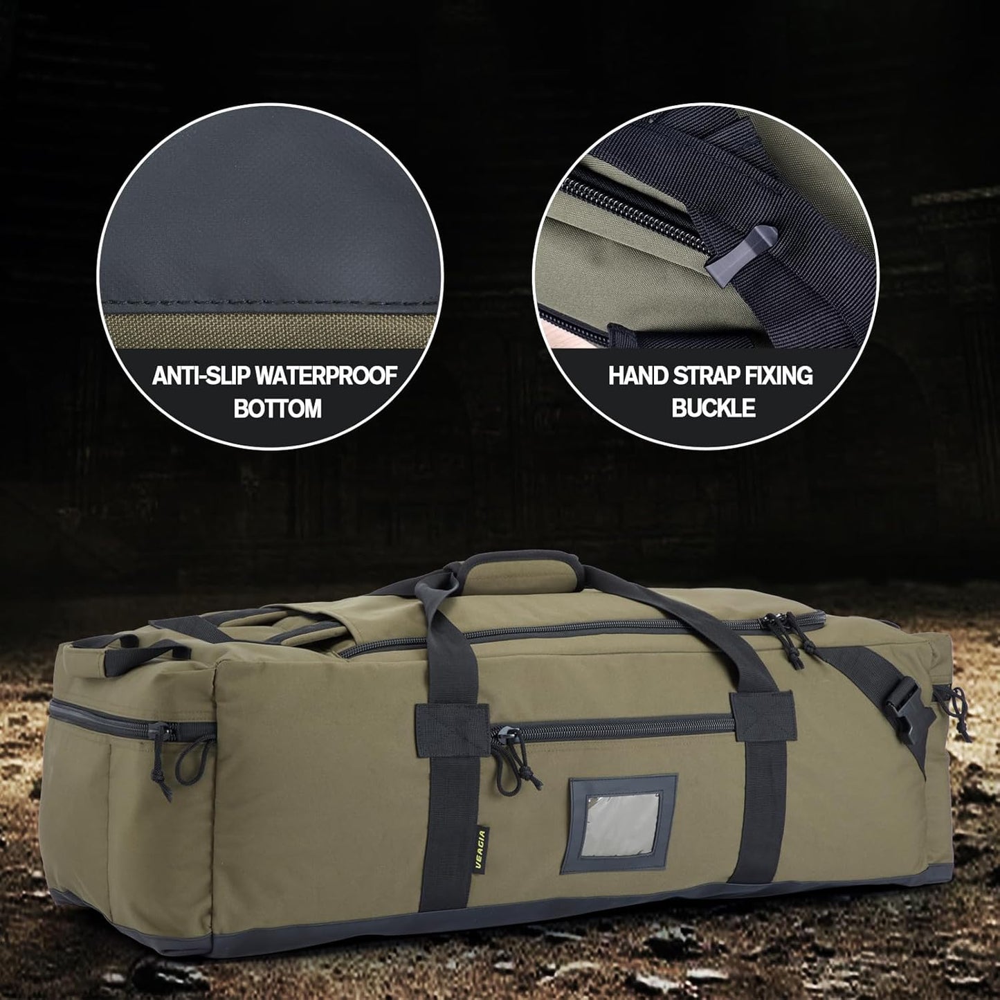 105l Large Duffel Bag For Travel, Gym & Sports - Water Repellent Polyester, Hidden Straps, Shoe Compartment - Perfect Luggage Duffle Bag Or Backpack For Men & Women