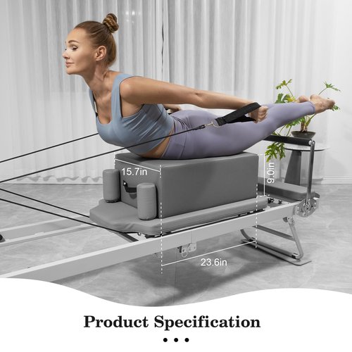 SENDIAN Pilates Box for Reformer,Pilates Reformer Box for Exercises that Improve Range of Motion and Flexibility,Can be Used Independently (Gray)