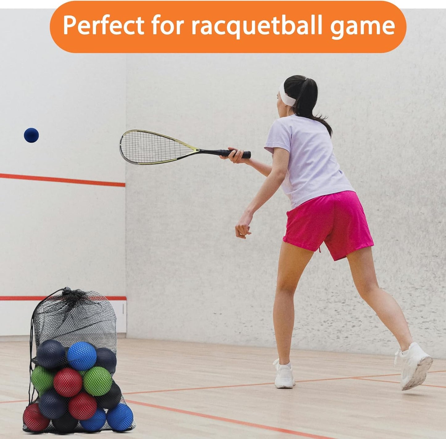 20 Pack Racquetball Multi Colored Racquetballs High Bounce Rubber Racquetballs with a mesh Bag